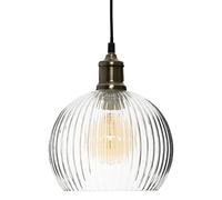 Atmosphera - Lámpara colgante Laye de cristal acanalado, 20 cm de diámetro, estilo retro bohemio - Lámpara de techo para salón y dormitorio