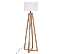 Atmosphera Lámpara de pie de exterior matia, madera de acacia, blanca, a148 cm