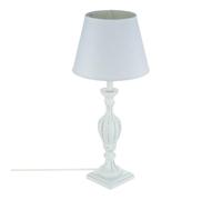 Atmosphera Lámpara de mesa Renzo blanca de madera con pátina 56 cm