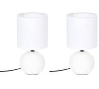 Atmosphera - Lámpara 'Timeo' blanca estriada - cerámica A. 25 cm (Paquete de 2)