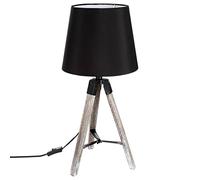 Atmosphera - Lámpara trípode 'Runo' - madera y negro - A. 58 cm