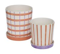 Atmosphera - Lote de 2 macetas de dolomita para Piscina 22.3x22.3x24.5cm Naranja y Morado