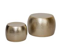 Atmosphera - Set de 2 mesas de Centro 'Issam' de Metal Dorado Ø70cm y Ø50cm