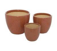 Atmosphera - Lote de 3 macetas de cerámica vena d29cm - Naranja
