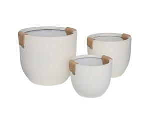 Atmosphera - Lote de 3 macetas Sien 47x40,5x47 cm Blanco