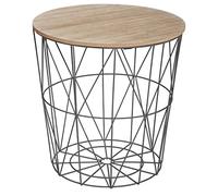 Atmosphera - Mesa Auxiliar Kumi Basket - Efecto Madera Negra, 40 x 41 cm, con almacenaje Integrado - para salón, Dormitorio y Mesa Auxiliar