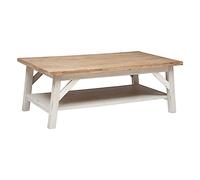 Atmosphera - Mesa de Centro Rectangular Olbia, Madera y Blanco - 120 x 70 cm - Acacia, Doble Estante de almacenaje - para salón, Estilo Bohemio