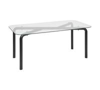 Atmosphera - Mesa de Comedor Hecate - Tapa Ovalada de Cristal Templado Transparente - 6 Plazas 180x90cm - Patas de Acero Acabado Mate - Diseño Moderno