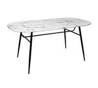 Atmosphera - Mesa de Comedor Ovalada Roxas para 6 Personas, Efecto mármol, Patas de Acero, 160 x 90 cm - para Comedor, salón y Cocina