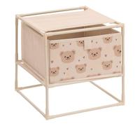 Atmosphera - Mesita de Noche Infantil tissa 1 extraíble Estampado Osito Beige 30,5x30,5x31 cm