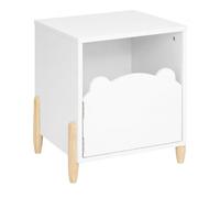 Atmosphera - Mesita de noche para niño, suave, color blanco, 35,5 x 40 cm, diseño de oso de oso, patas de pino - para dormitorio, mueble de almacenamiento