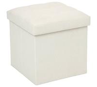 Atmosphera - Otomana Plegable Lysandre Beige con almacenaje, Cubo de 38 cm, Asiento Acolchado - para salón, Dormitorio y recibidor