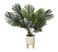 ATMOSPHERA CREATEUR D'INTERIEUR Planta Artificial Palmera Altura 72 con Maceta cerámica con Patas de Madera, Grande