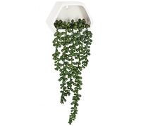 ATMOSPHERA CREATEUR D'INTERIEUR Planta Colgante de Pared contemporánea- Altura Total con Planta caída: 45 cm, Blanco, L. 14 x l. 5,5 x H. 12,5 cm