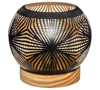 Atmosphera - Portavelas de Bola led - Metal y Madera - Negro D15 cm - Modelo 2