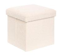 Atmosphera - Puf plegable con baúl de soana (38 x 38 cm), color marfil
