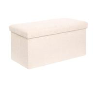 Atmosphera - Puf plegable con baúl de soana (76 x 38 cm), color marfil
