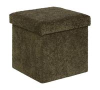 Atmosphera - Puf plegable con baúl soana caqui 38 x 38 cm
