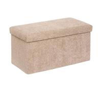 Atmosphera - Puf plegable con baúl soana en buclette beige oscuro 76 x 38 cm