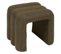 Atmosphera - Puf Sisco - Asiento Moderno con diseño arqueado - Cómodo puf Redondo en Tela Caqui - Estructura de Madera Resistente - 43 x 42 cm