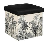 ATMOSPHERA CREATEUR D'INTERIEUR Puf Plegable Benicio, Madera, Blanco y Negro