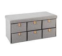 Atmosphera - Puff Plegable Doble 'Suède' Gris con cajones