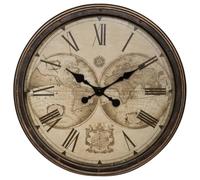 ATMOSPHERA CREATEUR D'INTERIEUR Reloj Mundial de Plastico Vintage, Marrón, D. 52 cm Pr. 51 x Pr. 5 cm