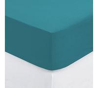 Atmosphera - Sábana Bajera de algodón - Azul Cerceta - elástico H 30 cm - 140 x 190 cm