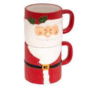 Atmosphera - Set de 2 tazas apilables de cerámica de papá noel h.17,6cm