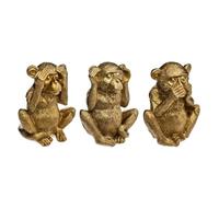 Atmosphera - Set de 3 estatuillas Monos sabiduría - Resina - Dorado - 17 cm
