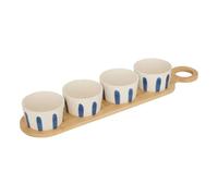 Atmosphera - Set de aperitivo oceania con bandeja de bambú y 4 cuencos a rayas