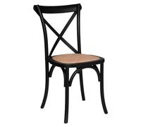 Atmosphera - Silla de bistró Isak Negra - An. 48 x Pr. 52 x Al. 89 cm - Asiento de Haya y ratán, Estilo rústico Chic - para Comedor, Cocina y Oficina