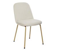 Atmosphera - Silla Neora Color Crema - Tapizada en Terciopelo y Patas de Acero - para Comedor, Sala de Estar u Oficina