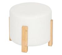 Atmosphera - Taburete bansa bambú Blanco bouclette d37,5x32cm