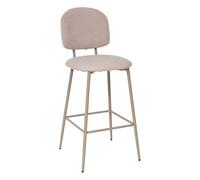 Atmosphera - Taburete de Bar Kamili Beige - Altura 108,5 cm - Acero, Tela Jaspeada, con Respaldo y reposapiés - para Cocina, Isla Central