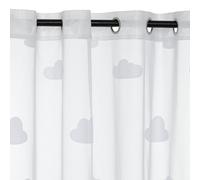 Atmosphera - Cortina Infantil translúcida con Estampado de Nubes - Blanca - 140 x 240 cm - Filtra la luz, con Ojales - para Dormitorio Infantil, Cortina Decorativa