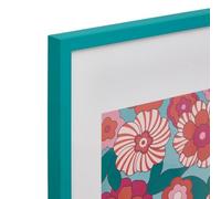 Atmosphera x Cha Cha Pop - Póster Enmarcado Bloomorama, Azul - 50 x 70 cm - Estampado Floral Azul y Rosa - Decoración de Pared para Sala de Estar o Dormitorio