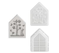 Atmospheres Light Molde de silicona ahueca hacia fuera adorno en forma de casa molde candelabro molde de yeso suministros para fabricación de joyas Atmospheres Light Silicone Mold Adorno en forma