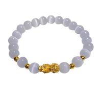 ATMRC Cat's Eye Stone Gold Pixiu/Pi Yao Crystal Beaded Bracelet for Women Feng Shui Natural Gemstone Bracelet Bring Good Luck Fortune