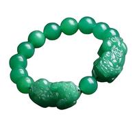 ATMRC Pulsera elástica con cuentas de Pixiu doble de Aventurina Natural, talismán fuerte for prosperidad, dinero, buena suerte(14MM)