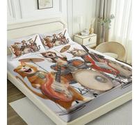 Atmungsaktivem Spannbettlaken 140 x 200 cm Weiß Druck Weiche Mikrofaser Spannbetttücher mit Cartoon 3D Katze Band Muster, Rutschfestem Spannbettlaken für Matratzen Boxspringbett bis 30cm