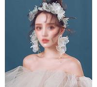 ATNCKS Hermosos pendientes de seda con flores y diadema de ensueño, estilo exterior, accesorios para el cabello de boda para novia