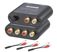 AtNeDcVh 1 entrada 2 salidas / 2 entradas 1 salida Conmutador de audio bidireccional compatible con puerto RCA, estéreo de 2 vías L/R Canal de sonido Altavoz Auriculares Selector de interruptor de