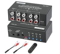AtNeDcVh Divisor de conmutador de Audio bidireccional de 4 vías Compatible con RCA, 1 Entrada 4 Salidas / 4 entradas 1 Salida estéreo L/R Canal de Sonido Selector de Interruptor con Control Remoto