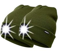ATNKE 2 Piezas Nueva LED Gorra con luz cálida,Unisex USB Recargable Sombrero para Correr Ultra Brillante 4 LED lámpara de luz Impermeable Multicolor (Ejercito Verde, 2PCS)