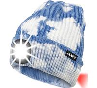 ATNKE LED Luminoso Gorro Sombrero, USB Recargable 8 LED Gorras para Correr Super Brillante Impermeable Luz Trasera Roja Invierno Cálido Regalos para Hombre y Mujer/Tie Dye Azul