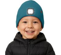 ATNKE Niños LED Gorro con Luz Vellón Forrado, USB Recargable 4 LED Correr Gorra Ultra Brillante Manos Libres Lámpara Invierno Cálido Punto Gorro Regalos para Niños y Niñas/Olive Green