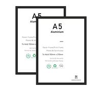 ATOB ART Marco de cartel de metal de aluminio negro a5, con fotograma frontal de vidrio plástico, para colgar en la pared, 15x21, un juego de 2