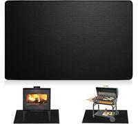 ATODAKA Alfombrilla Ignífuga Plegable para Barbacoa, Protector de Suelo, Alfombra Resistente al Calor y al Fuego para Barbacoas, Camping, Chimenea, Césped, Terrazas y Decks 39x60 Pulgadas 0,5cm Negro