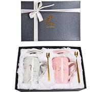 Atoke Juego de tazas de café de mármol de 400 ml para novios, regalo de San Valentín, bodas, compromisos, despedidas de soltera, novias y novios